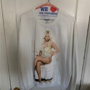 Britney Spears White Sweatshirt with Graphic Print
